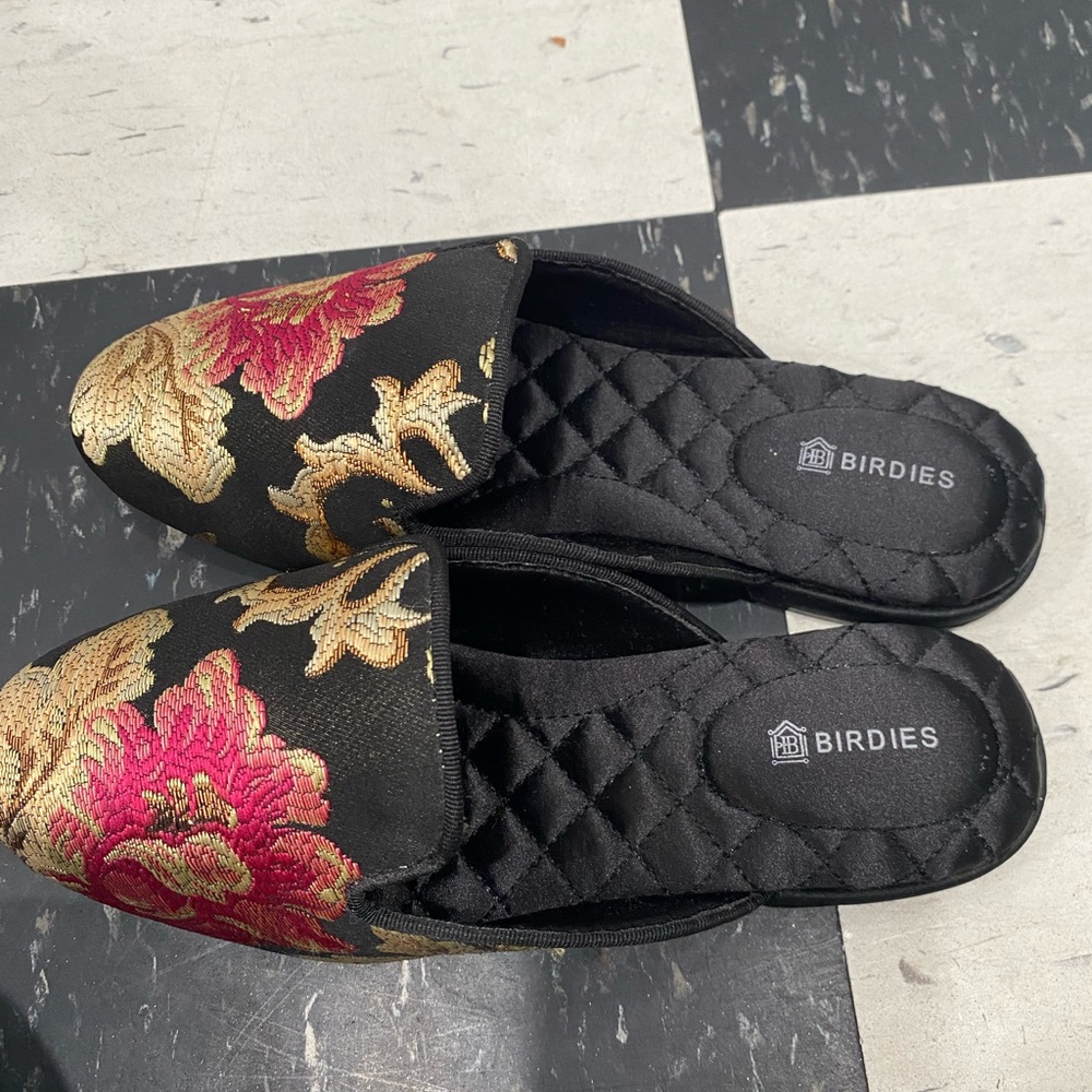 Birdies Black and Pink Embroidered Mules - Picture 5 of 8
